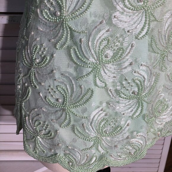 Vintage Beaded Sequined Blouse Lime Green XL - Picture 9 of 12